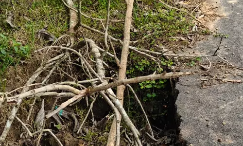 சாலையோரத்தில் ஆபத்தான பள்ளம்