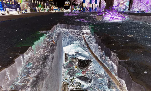 சாலையோரம் அபாய குழி சாலையோரம் அபாய குழி