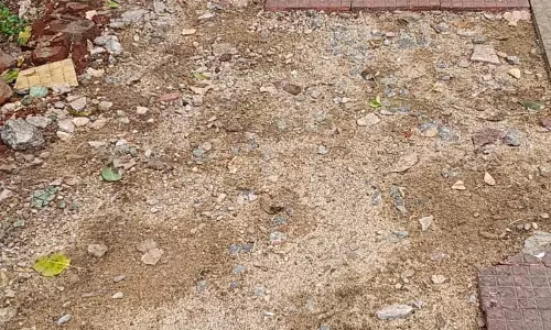 சேதமடைந்த நடைபாதை சேதமடைந்த நடைபாதை