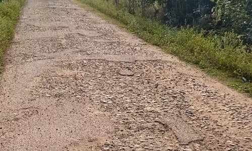 சேதமடைந்து கிடக்கும் சாலை