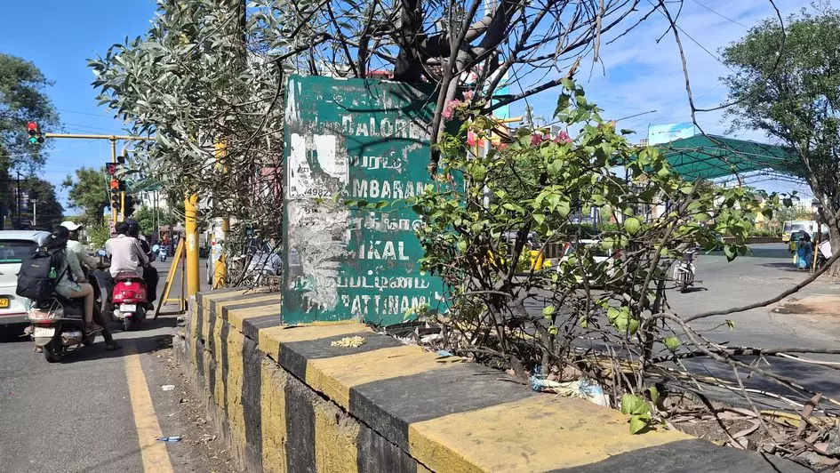 மறைந்து கிடக்கும் வழிகாட்டி பலகை மறைந்து கிடக்கும் வழிகாட்டி பலகை