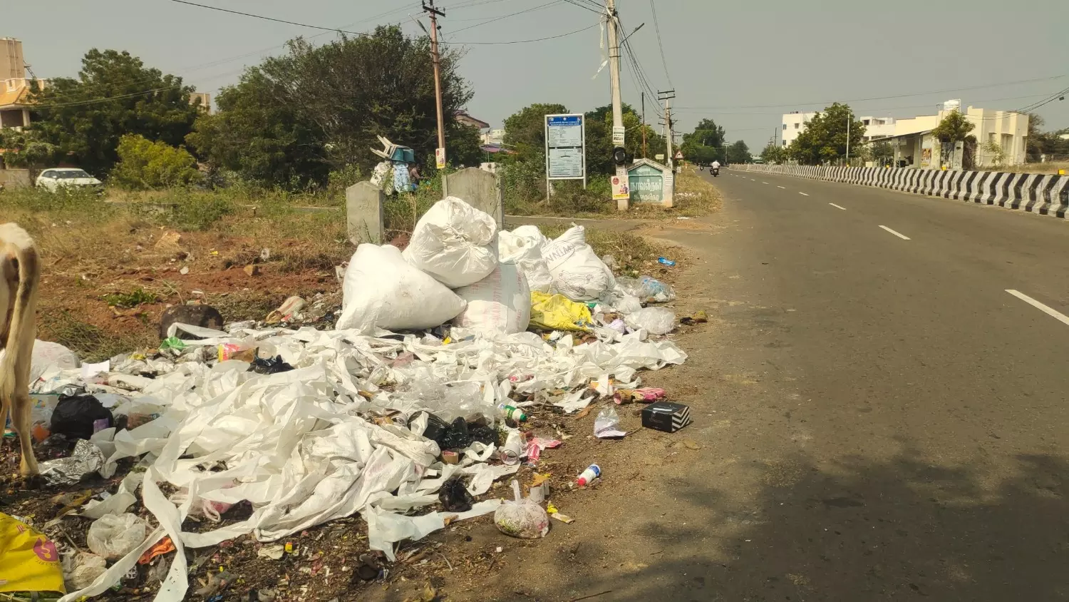 சாலையோரம் குவிந்துள்ள குப்பைகள் சாலையோரம் குவிந்துள்ள குப்பைகள்
