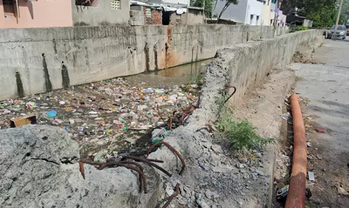 உடைந்து கிடக்கும் கால்வாய் சுவர் உடைந்து கிடக்கும் கால்வாய் சுவர்